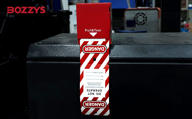OSHA Compliant LOTO red metal lockout tagout device with danger tag by BOZZYS Factory