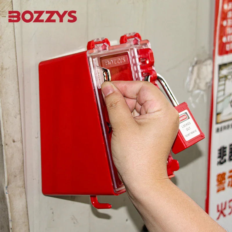 OSHA Compliant LOTO red plastic lockout box and padlock by BOZZYS Factory