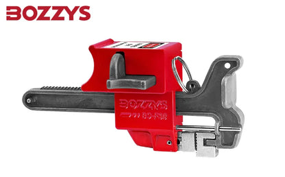 OSHA Compliant LOTO adjustable metal valve lockout in red by BOZZYS Factory