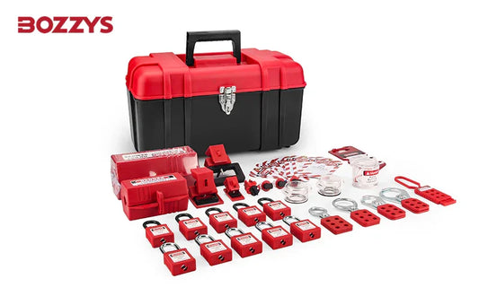 OSHA Compliant LOTO safety padlocks, hasps, and lockout kit, red and black, by BOZZYS Factory