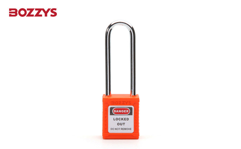 OSHA Compliant LOTO safety padlock, orange plastic body, steel shackle by BOZZYS Factory