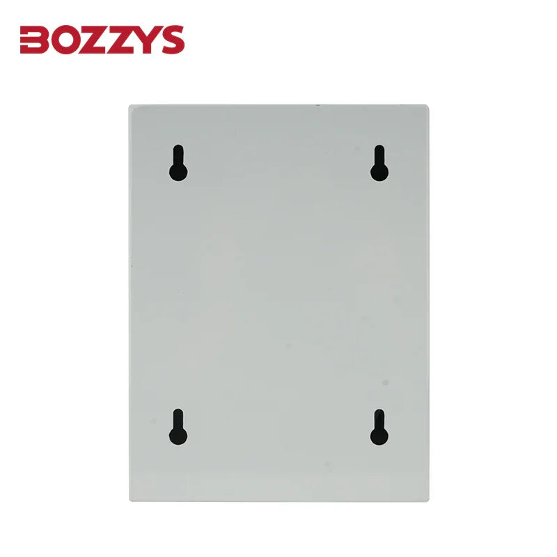 OSHA compliant LOTO steel mounting panel, gray with four keyhole slots by BOZZYS Factory