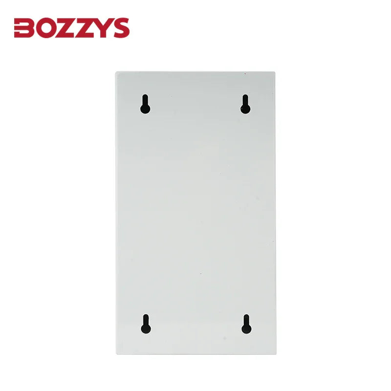 OSHA compliant LOTO steel mounting panel, white color, four slots, by BOZZYS Factory