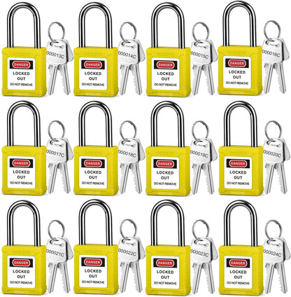 OSHA Compliant LOTO yellow safety padlocks with keys, durable plastic body, by BOZZYS Factory
