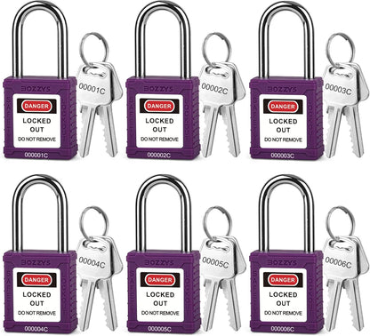 OSHA Compliant LOTO purple plastic safety padlocks with keys, by BOZZYS Factory