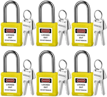 OSHA Compliant yellow LOTO safety padlocks with keys, durable plastic, by BOZZYS Factory