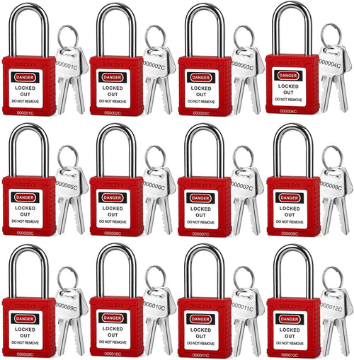 OSHA Compliant LOTO red plastic safety padlocks with keys, by BOZZYS Factory