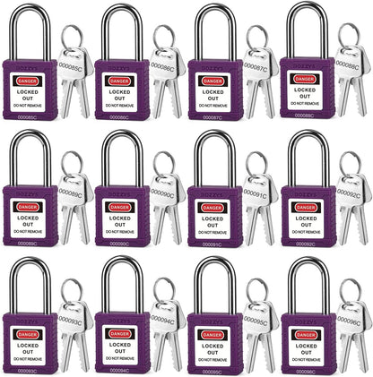 OSHA Compliant LOTO purple safety padlocks with keys, plastic body, by BOZZYS Factory