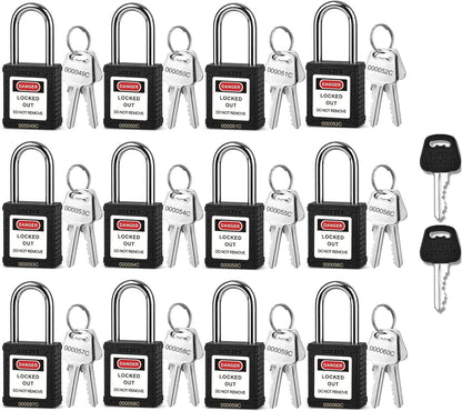 OSHA Compliant LOTO safety padlocks, black plastic, with keys, by BOZZYS Factory
