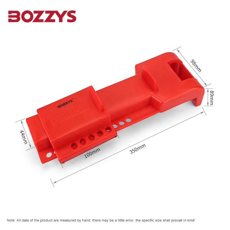 OSHA Compliant LOTO red plastic valve lockout with dimensions by BOZZYS Factory