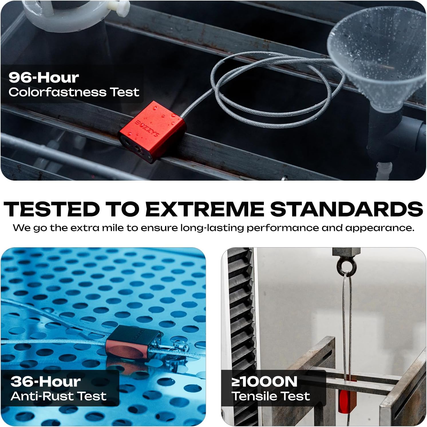 OSHA Compliant LOTO steel cable lockout, red aluminum body, durability tested by BOZZYS Factory