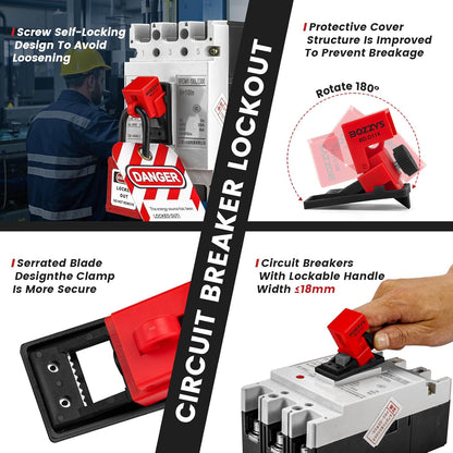 OSHA Compliant LOTO circuit breaker lockout device, red plastic by BOZZYS Factory