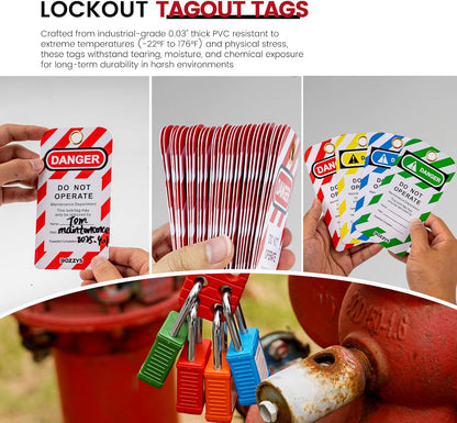 OSHA Compliant LOTO tagout tags and safety padlocks, PVC material, multi-color by BOZZYS Factory