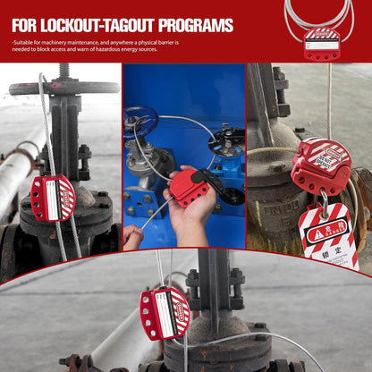 OSHA Compliant red LOTO cable lockout device for industrial valves, durable plastic, by BOZZYS Factory