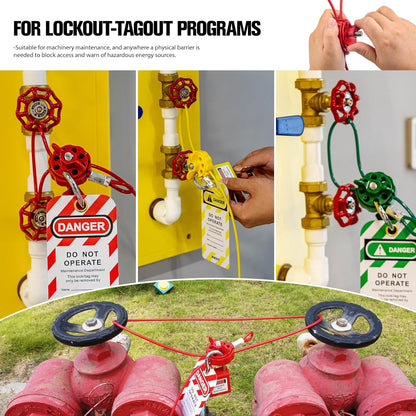 OSHA Compliant LOTO valve lockout devices in red, yellow, green, and cable style by BOZZYS Factory