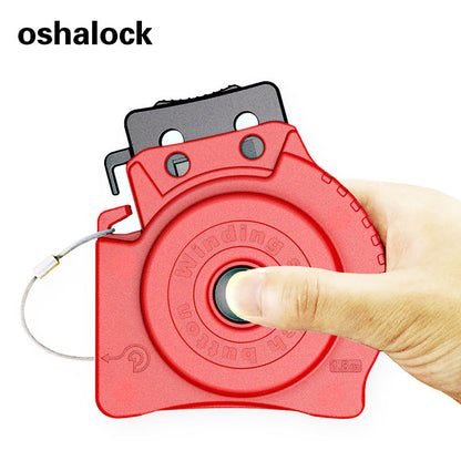 OSHA Compliant LOTO cable lockout, red plastic, hand held, by BOZZYS Factory