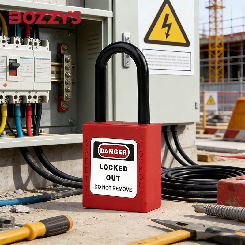 Mini insulated LOTO padlock 25mm, multiple colors available, compact safety lock, BOZZYS
