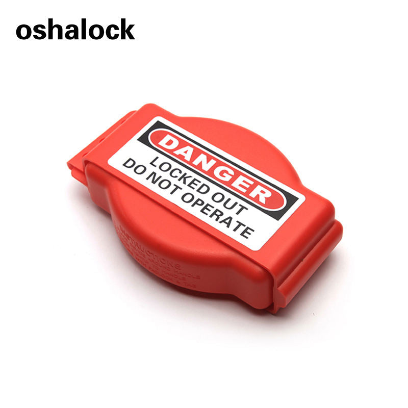 OSHA Compliant LOTO red plastic valve lockout with danger label by BOZZYS Factory