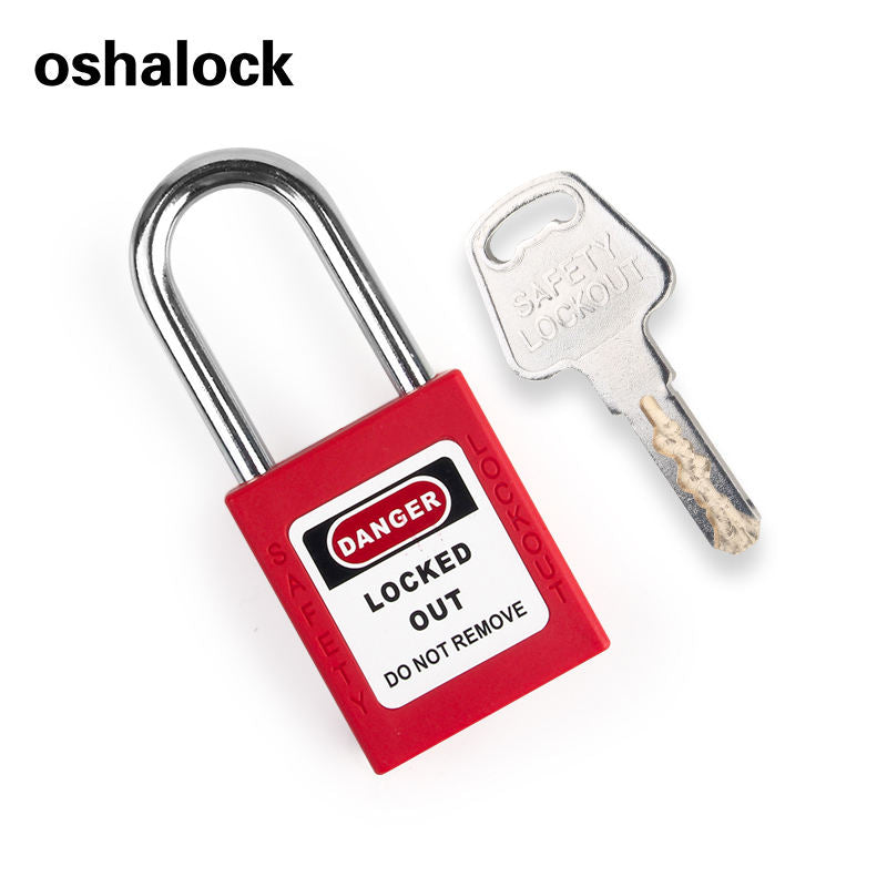OSHA Compliant LOTO red safety padlock with key, plastic body, by BOZZYS Factory