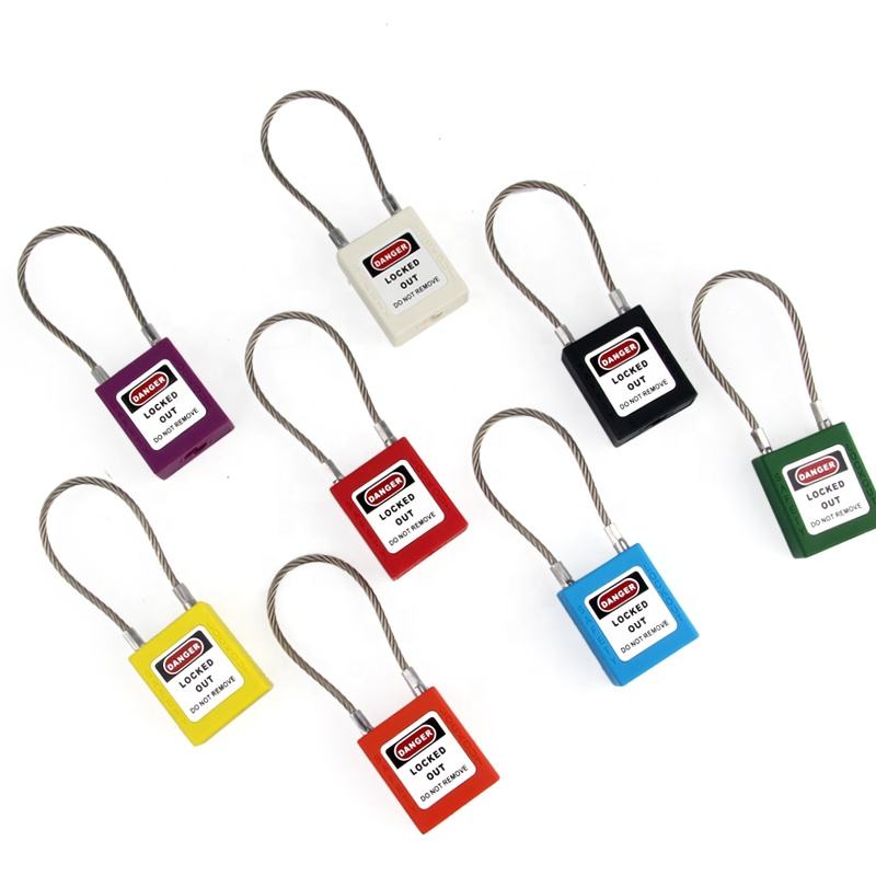 OSHA Compliant LOTO safety padlocks, assorted colors, steel cable shackle by BOZZYS Factory