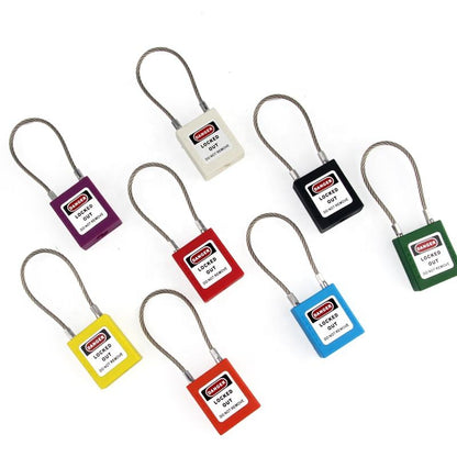 OSHA Compliant LOTO safety padlocks, assorted colors, steel cable shackle by BOZZYS Factory
