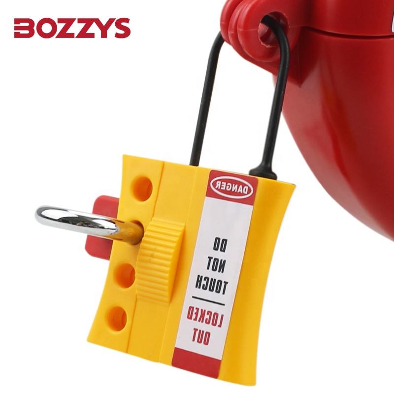 OSHA Compliant LOTO yellow plastic lockout tag with metal padlock by BOZZYS Factory