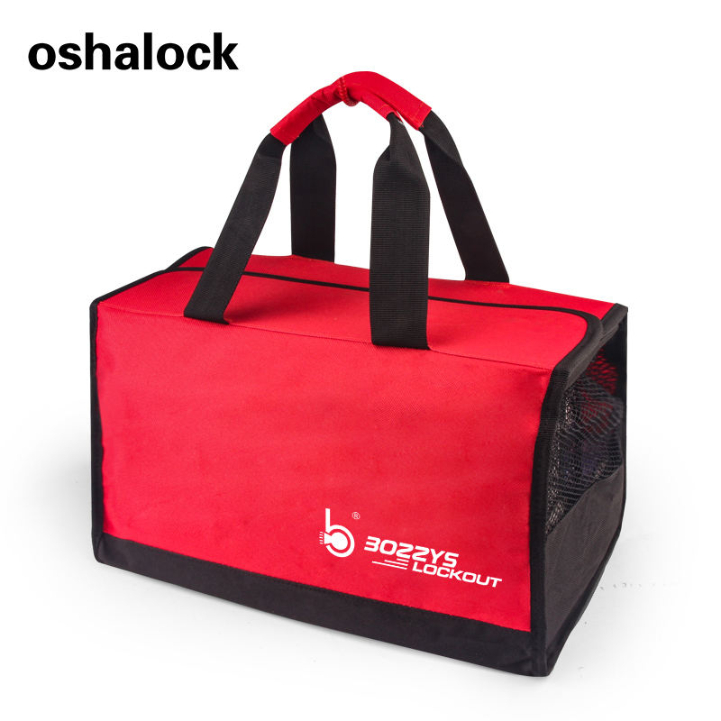 OSHA Compliant LOTO lockout kit red fabric bag with handles by BOZZYS Factory