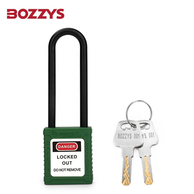 Insulated LOTO padlock 76mm, non-conductive shackle, multiple colors, BOZZYS