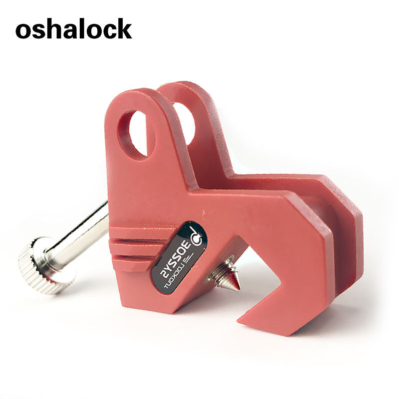 OSHA Compliant red LOTO valve lockout device, durable plastic, by BOZZYS Factory