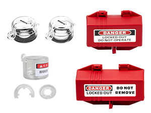 OSHA Compliant LOTO valve lockouts and red lockout devices, durable plastic, by BOZZYS Factory