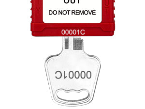 OSHA Compliant LOTO safety padlock, red plastic body with key, by BOZZYS Factory